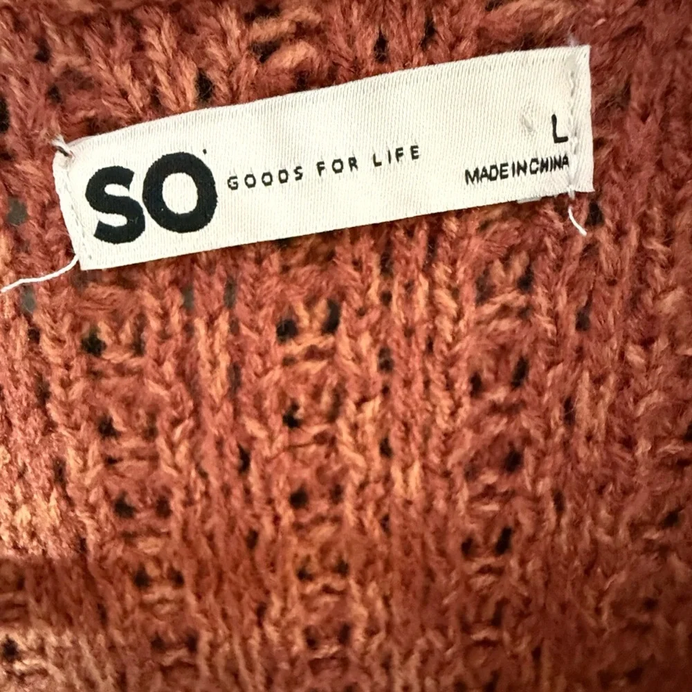 Burnt orange cardigan sweater. SO, size large. Never worn. - Picture 3 of 3